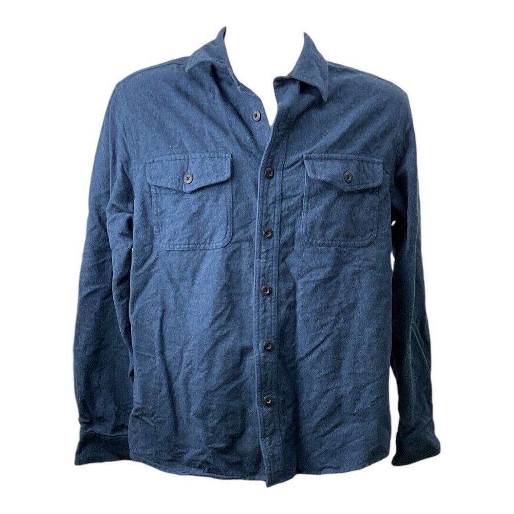 Grizzly Mountain Mens Button‎ Down Long Sleeve Blue Flannel Shirt Sz M Gorpcore